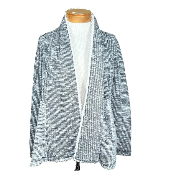 Jack BB Dakota Faux Sherpa Trimmed Tweed Open Front Jacket XS - Picture 2 of 12